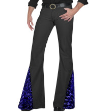 Disco Pants for Men,Sparkling Sequins Bells Bottom-Blue XL