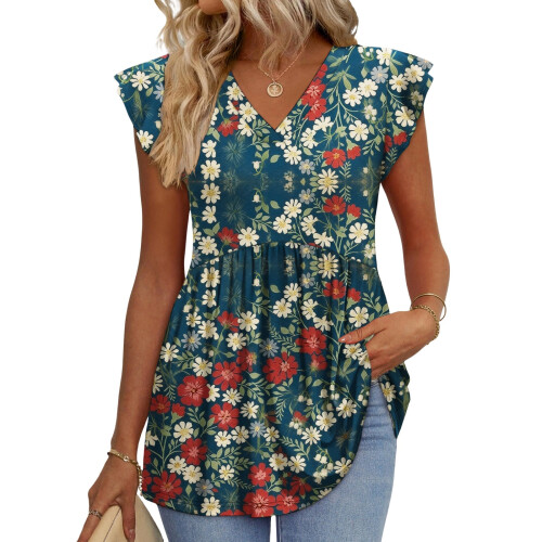 Women's  Blouses, with Ruffle Sleeves, Spring-Army Green S