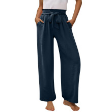 Women's Wide Leg Pants with Pockets Lightweight-Navy Blue M
