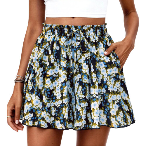 Trendy Ruffled Hems Summer Shorts In Breathable Polyester-8 S