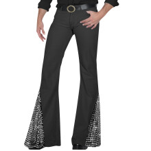 Disco Pants for Men,Sparkling Sequins Bells Bottom-Gray XXL