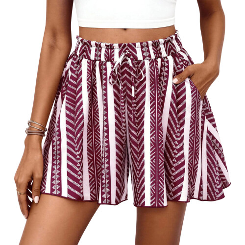 Breathable Polyester Wide Leg Shorts Stylish Ruffle And-2 M