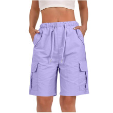 Shorts for Women Quick Dry Cargo Shorts with Pockets-Purple S