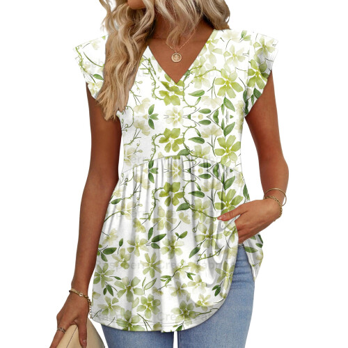 Women's  Blouses, with Ruffle Sleeves, Spring Elegant-White L