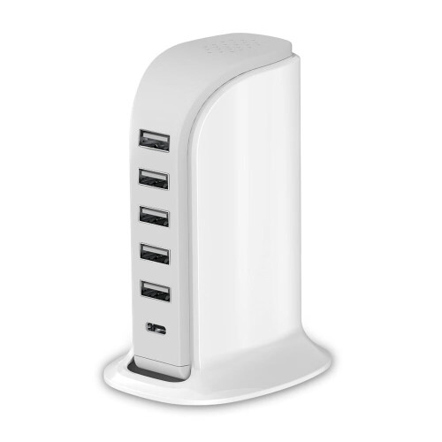 Σταθμός φόρτισης USB 40W6 θυρών με Type-C