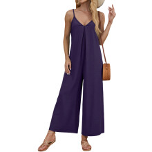 Women Jumpsuits Casual Sleeveless Spaghetti Strap-Purple XL