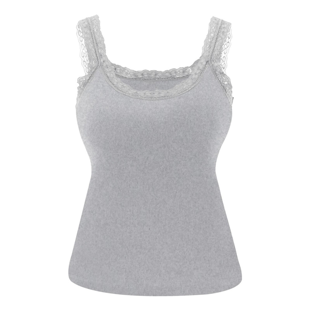 Tops with Built in Bras Lace Strap Camisole Casual-Gray L