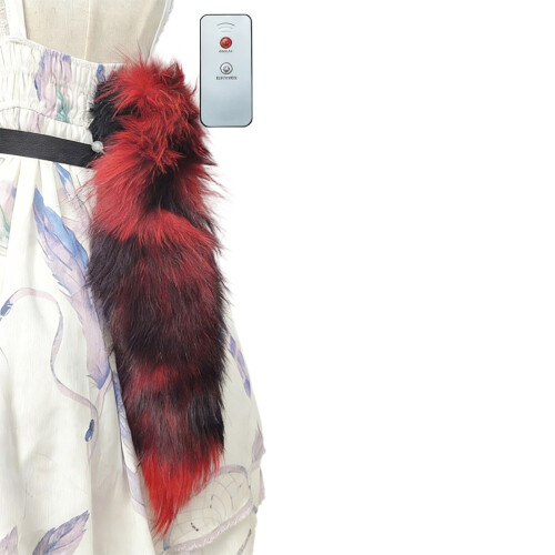 Soft Plush Animated Foxes Tail Costume Accessory With-Black red