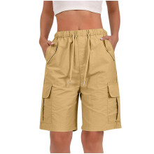 Shorts for Women Quick Dry Cargo Shorts with Pockets-Yellow XXL