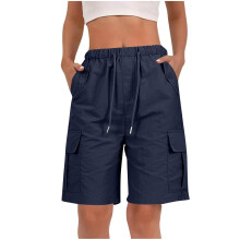 Shorts for Women Quick Dry Cargo Shorts with-Navy blue S