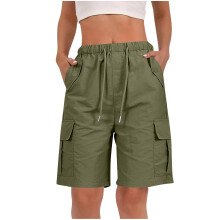 Shorts for Women Quick Dry Cargo Shorts with-Army Green XL
