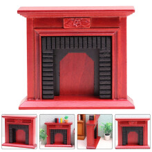 Mini caminetto in legno rosso per casa delle bambole – Confezione da 1