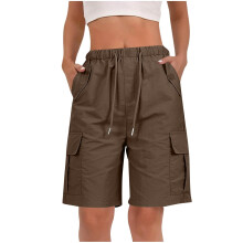 Shorts for Women Quick Dry Cargo Shorts with Pockets-brown S