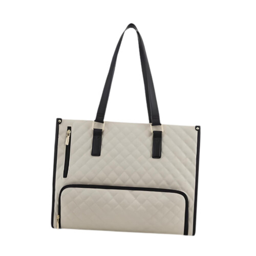 Dames draagtas van PU-leer, laptoptas en lunchtas, beige 1