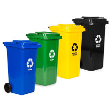 4er-Set Abfallbehälter à 120 l mit Gummirädern - HDPE, mehrfarbig