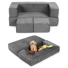 Modulares Kindersofa mit 4 Kissen - Grau