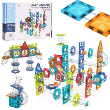 Conjunto de Blocos Magnéticos 3D para Pista de Bolinhas de Gude, 113 Peças