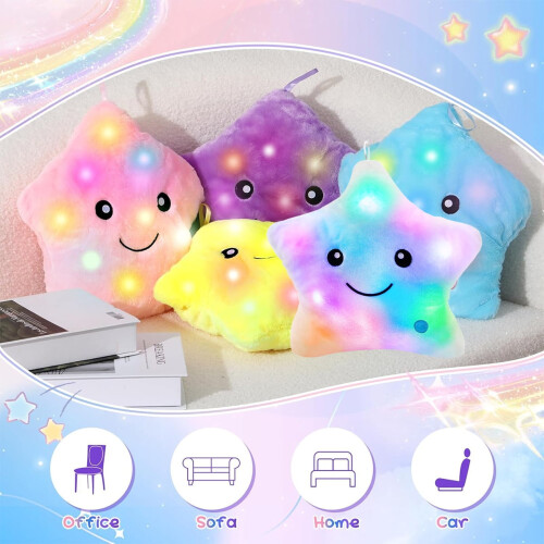 Almofada de pelúcia amarela com luz noturna LED Twinkle Star de 35 cm (14 polegadas) 2