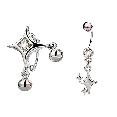 Boucles d'oreilles à la mode en forme d'étoile-des perles rondes 1