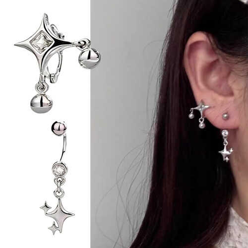 Boucles d'oreilles à la mode en forme d'étoile-des perles rondes 2