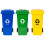 Abfallbehälter-Set, 3 x 120 l, HDPE, Blau/Grün/Gelb 2