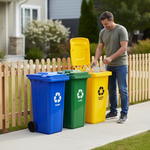 5er-Set Abfallbehälter à 120 l mit Gummirädern, HDPE 2