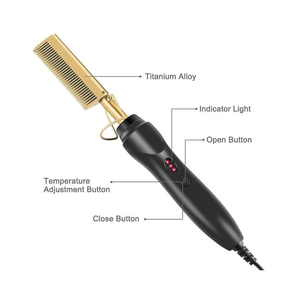 Unisex Hot Comb Electric, Professional Electrical Straightening Comb, High Heat Press Comb