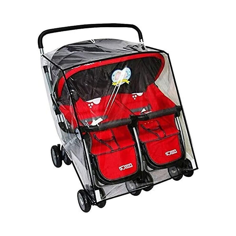 Universal Side By Side Twin Stroller Rain Cover Clear Pvc Dust And Windproof For Double Pram Stroller