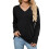 Damen-Langarmshirt mit V-Ausschnitt, lässiges-Schwarz M 1