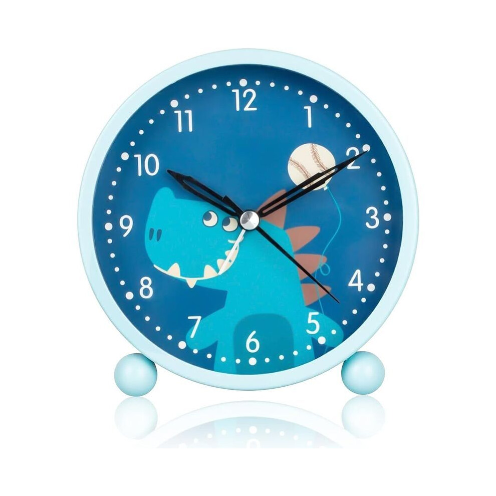 2025 New Children's Alarm Clock for Boys and Girls, Cute Dinosaur Analog Alarm Clock, Silent Non-Ticking Quar