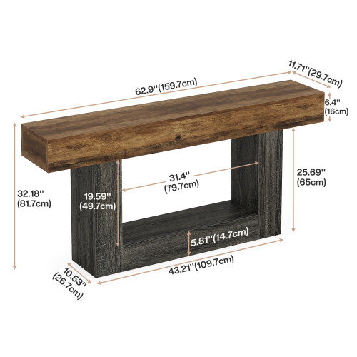 Tribesigns Tribesigns 63" Console Table, 2-Tier Entryway Table with U-Shaped Base 1