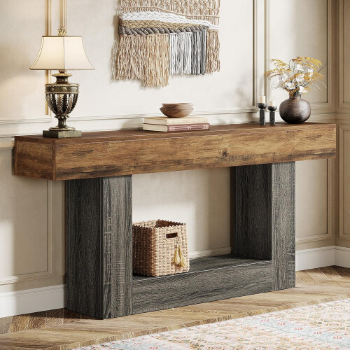 Tribesigns Tribesigns 63" Console Table, 2-Tier Entryway Table with U-Shaped Base