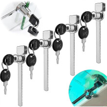 4pcs Terrarium Lock, Sliding Glass Door Lock with Key, Sliding Glass Showcase Door Lock And Key Lock