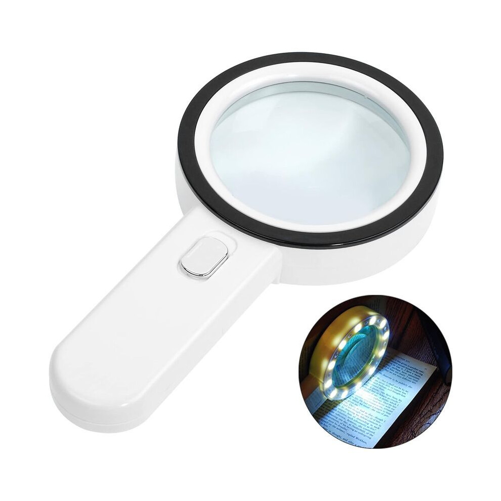 Magnifying Glass, 30X Magnifying Glass with 12 LED Lights, Handheld Magnifier, Lighted Magnifier for