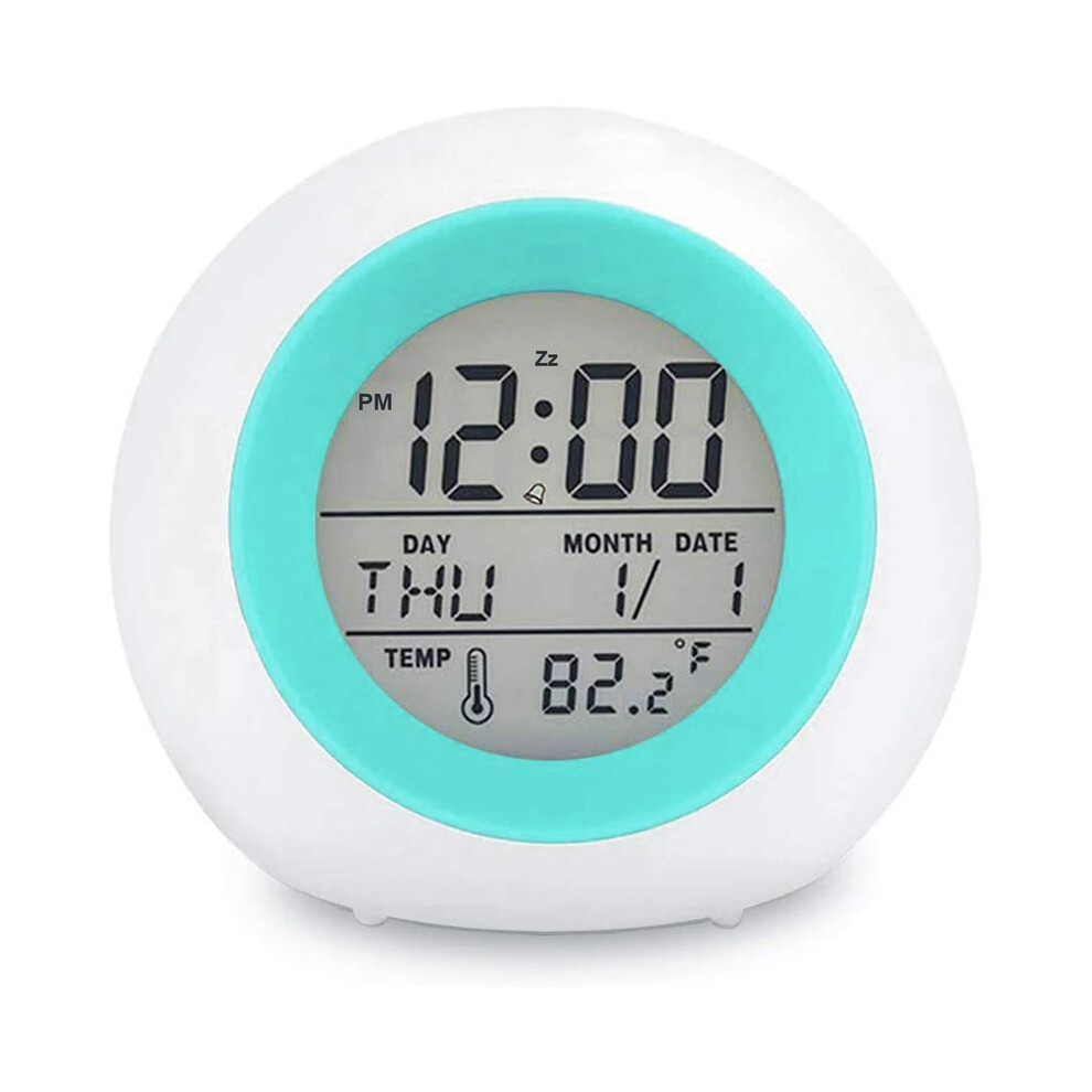 Kids Digital Alarm Clock, 7 Color Night Snooze, Temperature Detect, Students To Wake Up At Be Light