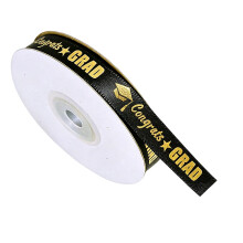 Graduation Decorative Ribbon 22M Polyester Ribbon For-Black