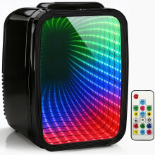 4L Mini Fridge with Mirror RGB Light Portable Tabletop Cooler Warmer AC/DC