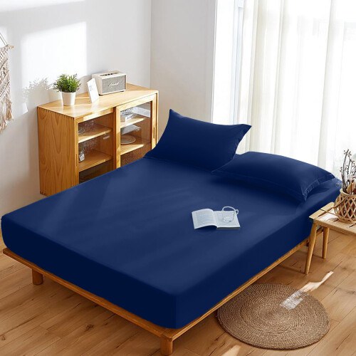 Imperial Rooms (Navy, King) Fitted Sheets 40cm Deep Bed Sheet Single Double King 2