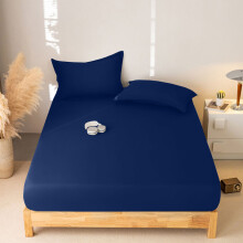 (Navy, King) Fitted Sheets 40cm Deep Bed Sheet Single Double King
