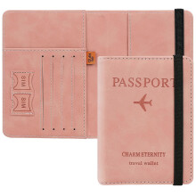 (Pink) Passport Holder Cover Travel Wallet Organiser, Passport Case with RFID Blocking, PU Leather Travel Document Holder