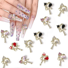 16-piece alloy heart-shaped nail pendant 3D crystal heart-shaped nail rhinestone luxury lava love nail irregular water drop metal heart-shaped