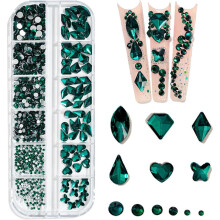 560 Pieces Rose Pink Sparkling 3D Rhinestones for Nail Art DIY Craft Sparkling Flat Back Glass Crystal Gemstone Set Jewelry Nail Decoration