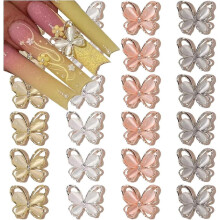 24-Pack Gold Silver Pink Black Manicure Cat Eye Rhinestone Decoration Acrylic Nails, Nail Art Supplies Nail Art Craft DIY Accessories