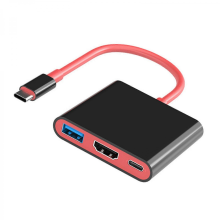 3 in 1 USB C Docking Station Portable TV Adapter Support for Switch TV Dock Station Gaming and Office Use Accessories Black and red