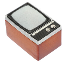 Mini-TV-modell till dockhus – legering och trä, 4,1x2,6x