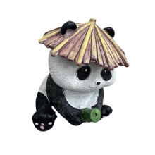 Resin Fishing Pandas Figurine Animals Sculpture Miniature-S