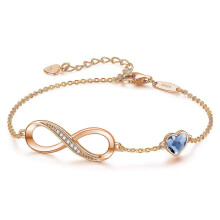 (B) Infinity Heart Symbol Charm Bracelet For Women 925 Sterling Silver