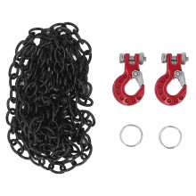 2024-RC Car Tow Hook Trailer Chain Set Upgrade Part Decoration Fit for SCX10 D90 1/10 RC Crawler Truck Red