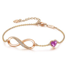 (A) Infinity Heart Symbol Charm Bracelet For Women 925 Sterling Silver