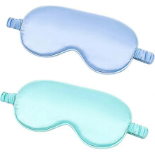 Mulberry Silk Sleeping Eye Mask Elastic Headband Soft Eye Mask (light Purple And Light Green)